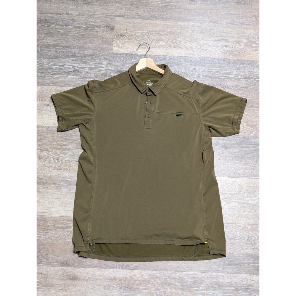 Arc'teryx Captive SS Polo Shirt Men XL Green Performance Stretch Hiking Golf